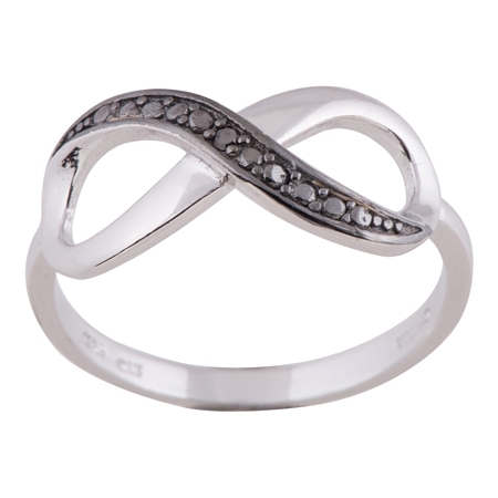 Infinity Ring with Half-Black Cubic Zirconias - Click Image to Close